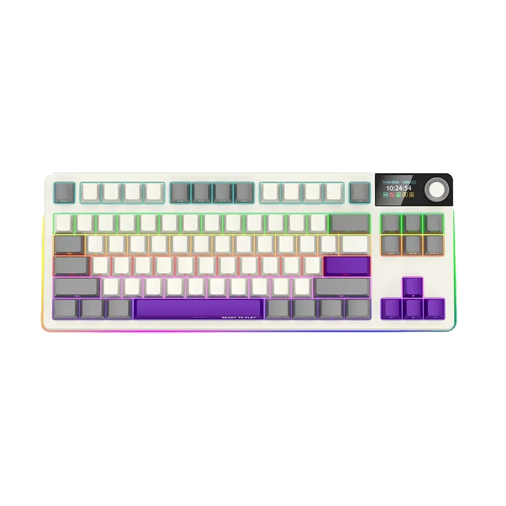 Lorgar KBP70TKLW Grey Безжична геймърска механична клавиатура с Lorgar Toxic Purple суичове