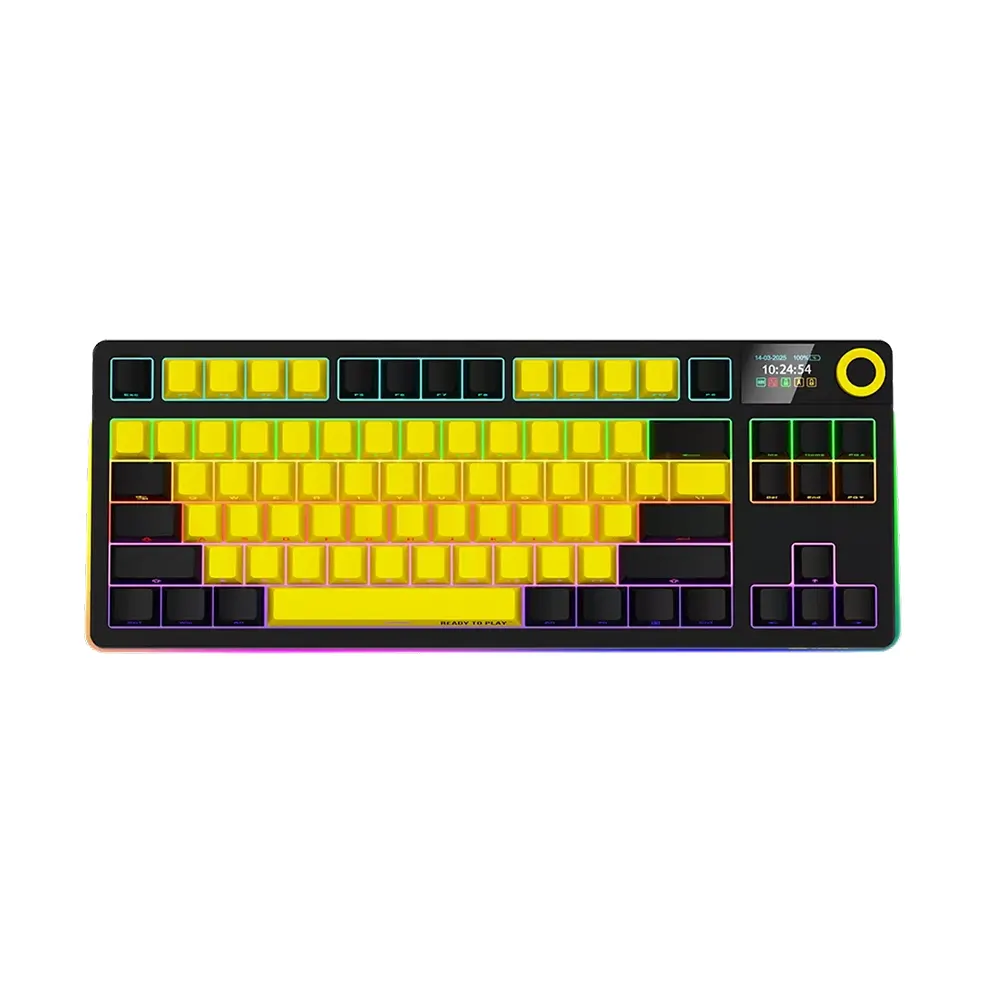 Lorgar KBP70TKLW Yellow Безжична геймърска механична клавиатура с Lorgar Toxic Purple суичове