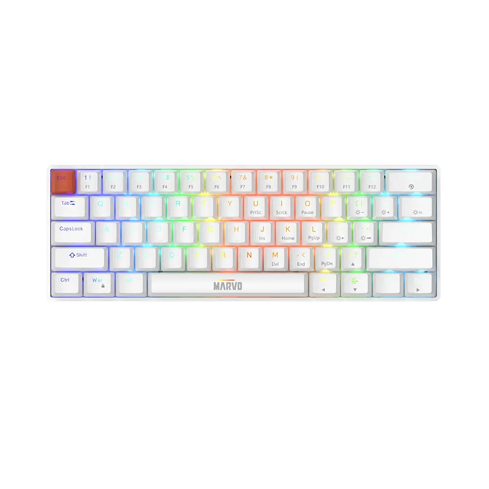 Marvo KG933G Saber 61 White Геймърска механична клавиатура със ZDZ Red суичове