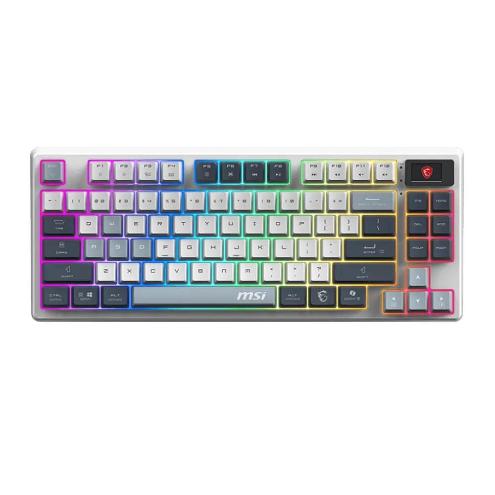 MSI Forge GK600 TKL Sky Hot-Swappable Безжична геймърска механична клавиатура с MSI Linear суичове