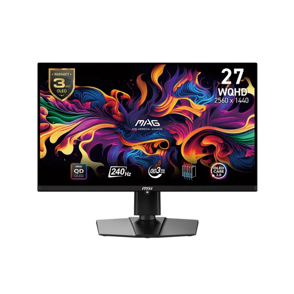 MSI MAG 271QPX QD-OLED E2 26.5, QD-OLED, 240Hz, 0.03ms, WQHD (2560 x 1440), FreeSync Premium Pro, DisplayHDR True Black 400 Геймърски монитор