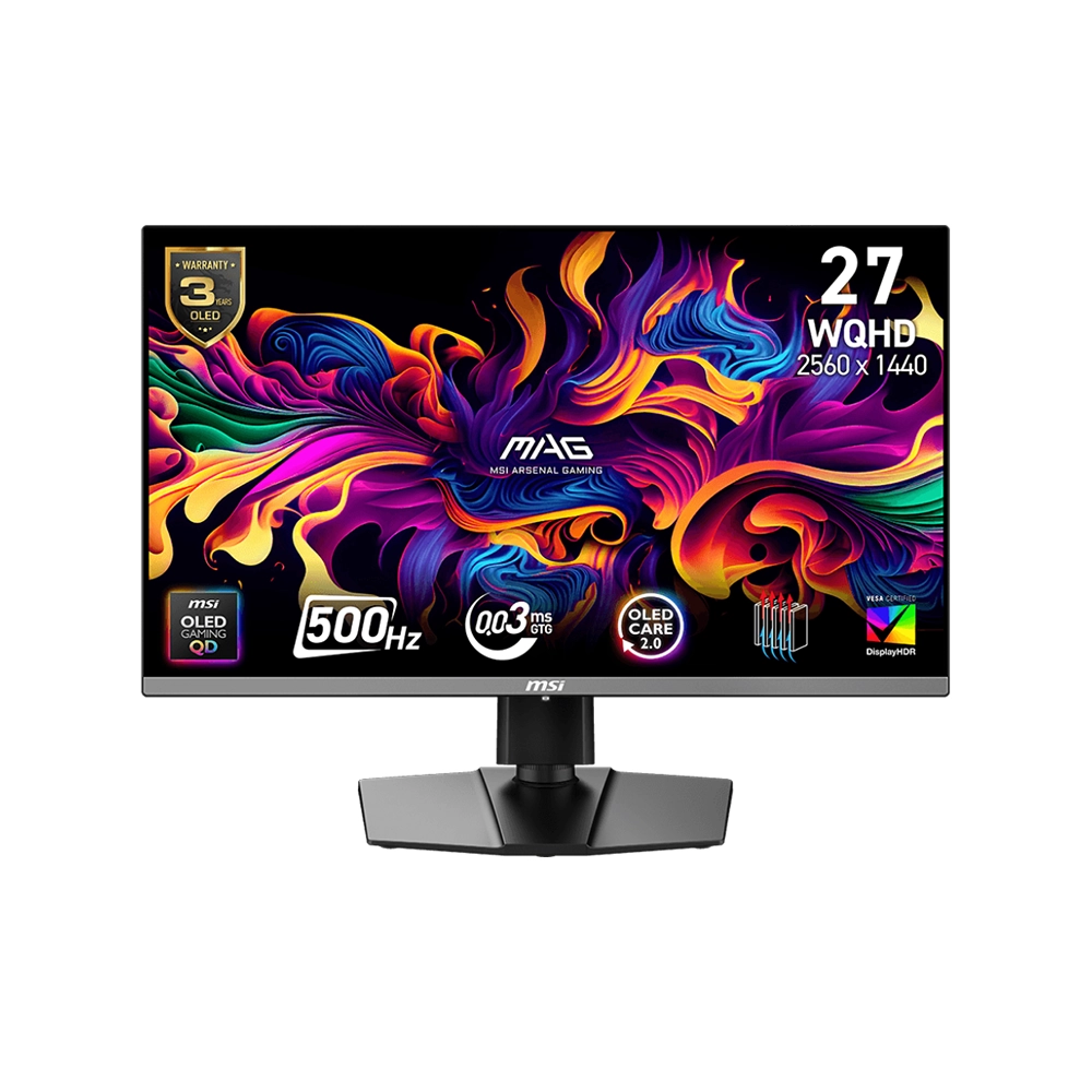 MSI MAG 272QP X50 26.5" QD-OLED, 500Hz, 0.03ms, WQHD (2560 x 1440), VESA DisplayHDR True Black 500, VESA ClearMR 21000, AMD FreeSync Premium Pro Геймърски монитор