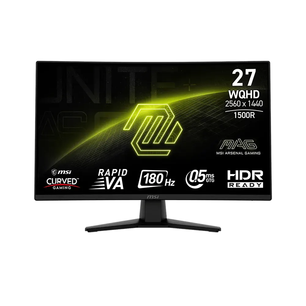 MSI MAG 274CQF 27" VA, 180Hz, 0.5ms, WQHD (2560 x 1440), Adaptive-Sync, HDR Ready ,1500R Извит геймърски монитор