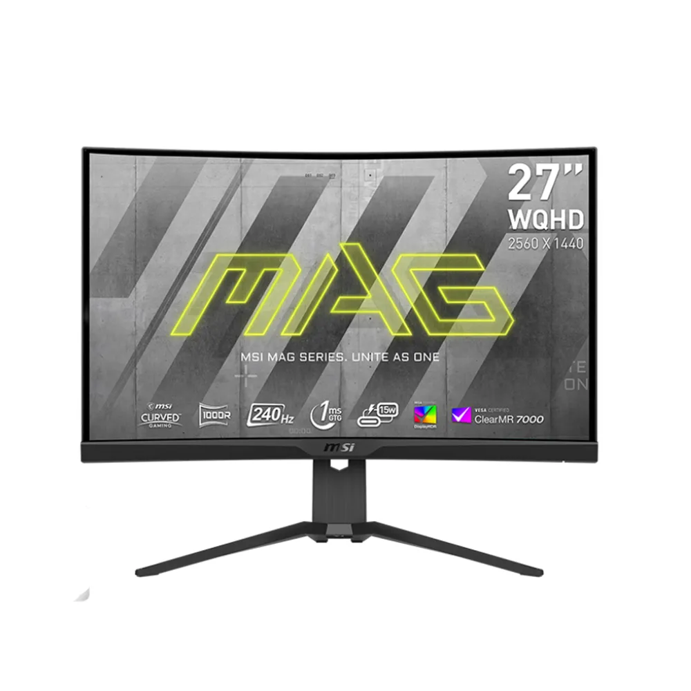 MSI MAG 275CQRXF 27, VA, 240Hz, 1ms, WQHD (2560 x 1440), AMD FreeSync Premium, DisplayHDR 400, Vesa ClearMR 7000, Извит геймърски монитор