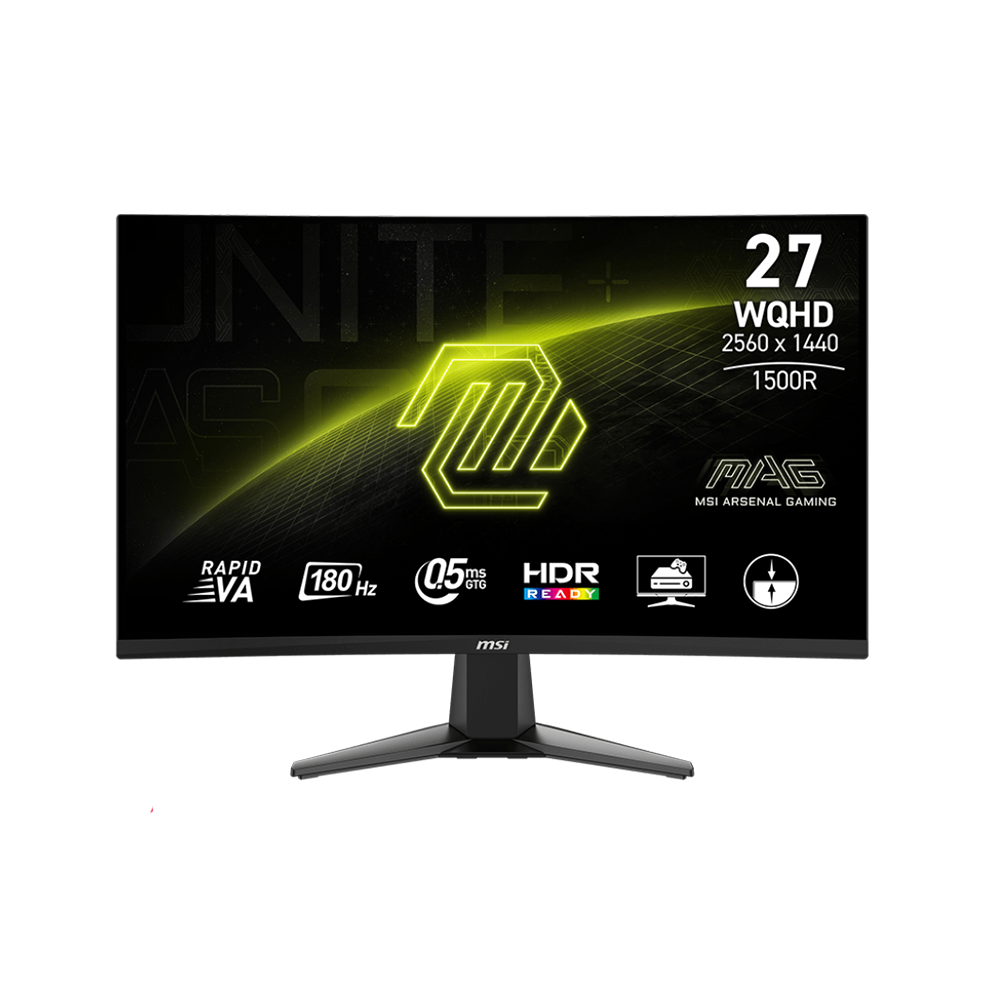 MSI MAG 27CQ6F 27, VA, 180Hz, 0.5ms, WQHD (2560 x 1440), AMD FreeSync, Извит геймърски монитор