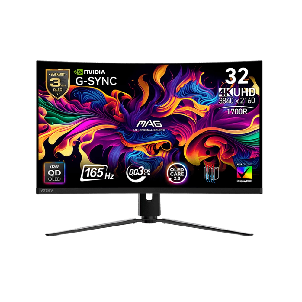 MSI MAG 321CUP 31.5" QD-OLED, 165Hz, 0.03ms, UHD 4K (3840 x 2160), VESA DisplayHDR True Black 400, VESA ClearMR 9000, G-SYNC Compatible, Curved 1800R Извит геймърски монитор