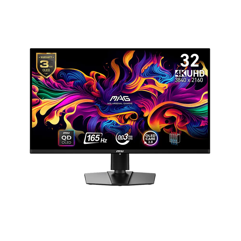 MSI MAG 321UP 32" QD-OLED, 165Hz, 0.03ms, UHD 4K (3840 x 2160), VESA DisplayHDR True Black 400, VESA ClearMR 9000, AMD FreeSync Premium Pro Геймърски монитор