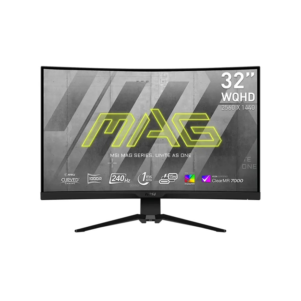 MSI MAG 325CQRXF 31.5, VA, 240Hz, 1ms, WQHD (2560 x 1440), AMD FreeSync Premium, DisplayHDR 400, Vesa ClearMR 7000, Извит геймърски монитор