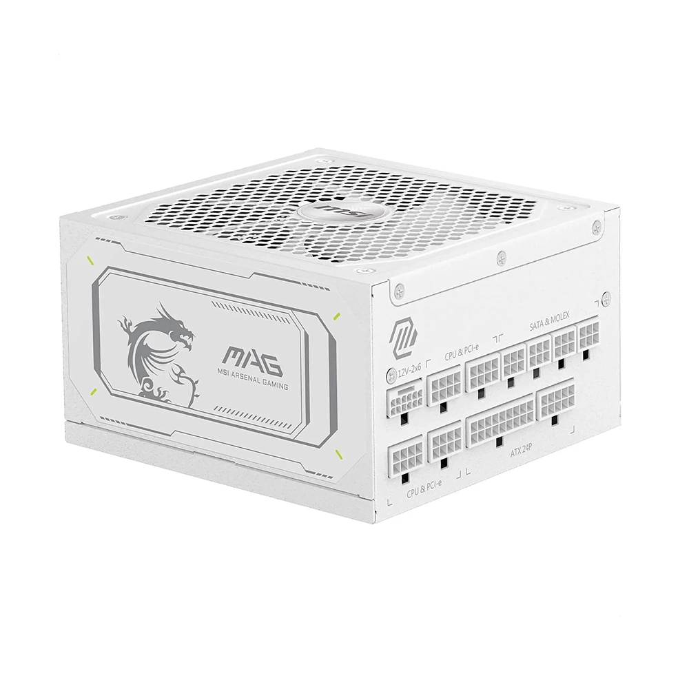 MSI MAG A1000GL PCIE5 WHITE 1000W, 80 Plus Gold, Напълно модулно, PCIe Gen 5.0, ATX 3.1 Захранване за компютър