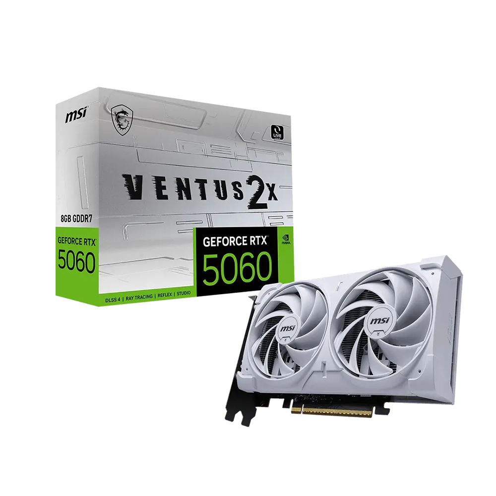 MSI VENTUS 2X OC WHITE GeForce RTX 5060, 8GB GDDR7 Видео карта