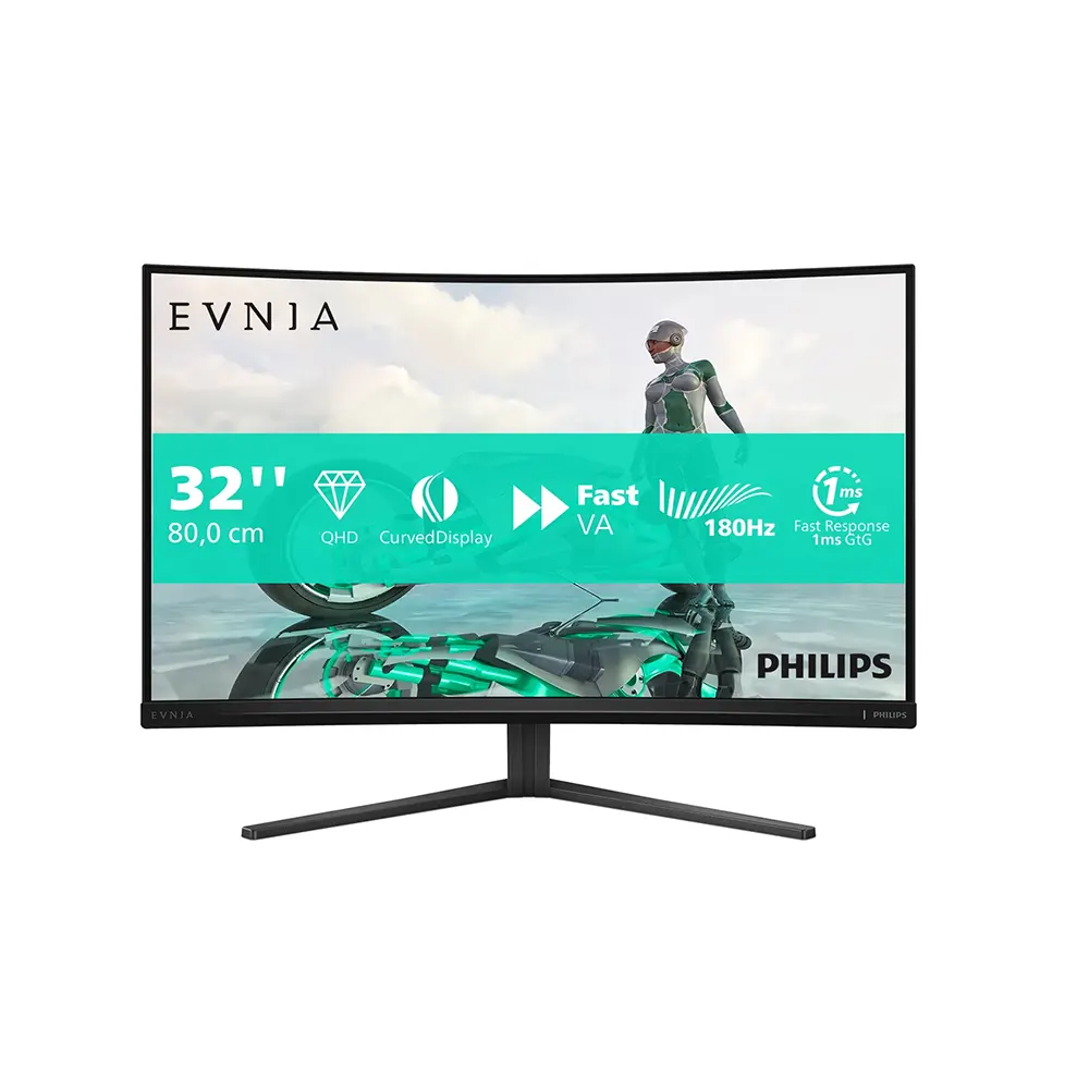 Philips 32M2C3500L 31.5 VA 180Hz, 0.5ms, 219, QHD (2560 x 1440) Adaptive Sync, 1500R Curved Извит геймърски монитор