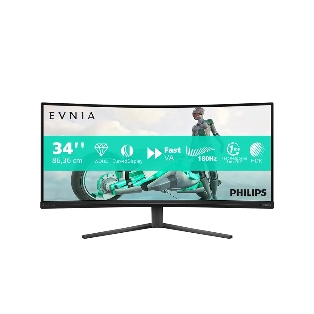 Philips 34M2C3500L 34 VA 180Hz, 0.5ms, 219, WQHD (3440 x 1440) Adaptive Sync, 1500R Curved Извит геймърски монитор