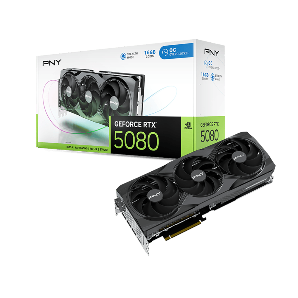 PNY GeForce RTX 5080 Overclocked Triple Fan Black 16 GB GDDR7 Видео карта