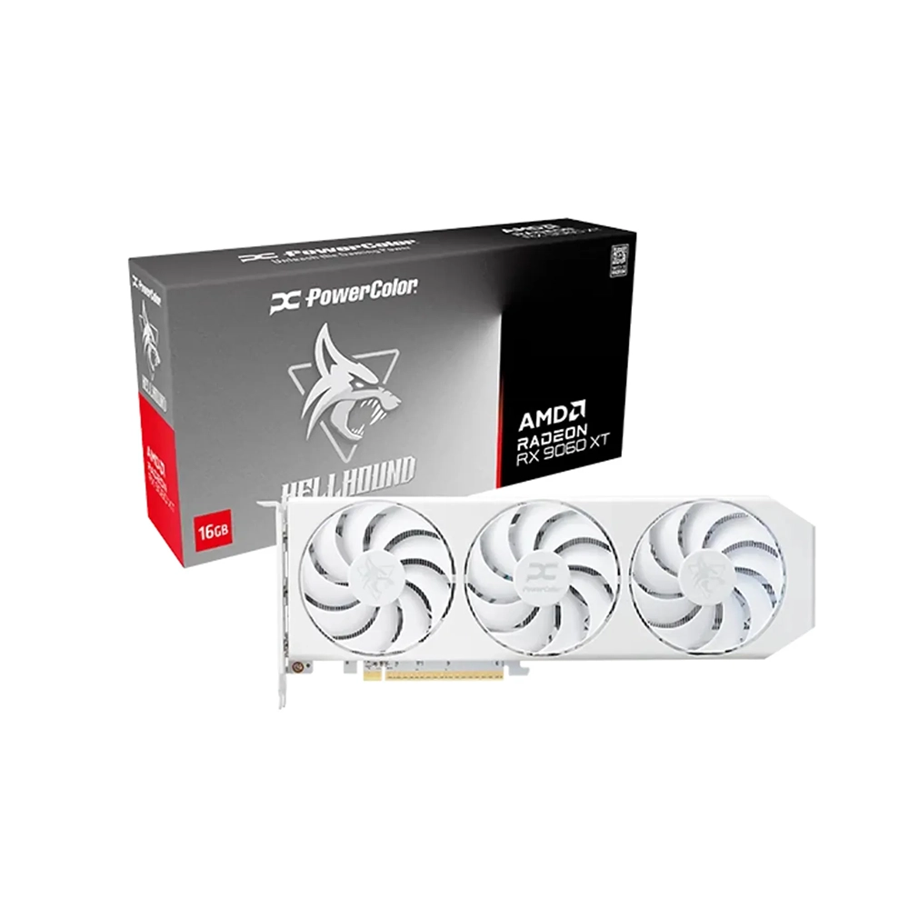 PowerColor Hellhound Spectral White AMD Radeon RX 9060 XT, 16GB GDDR6 Видео карта