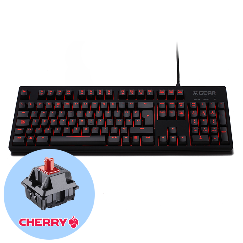 Fnatic Gear Rush G1 Red Геймърска механична клавиатура с Cherry MX Red суичове