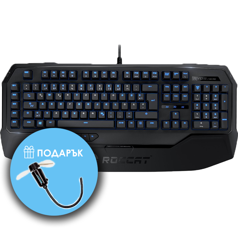 Roccat Ryos MK Pro Brown геймърска механична клавиатура с Cherry MX Brown суичове