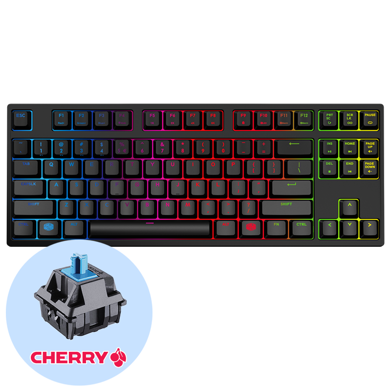 Cooler Master MasterKeys Pro S Blue RGB Геймърска механична клавиатура с Cherry MX Blue суичове