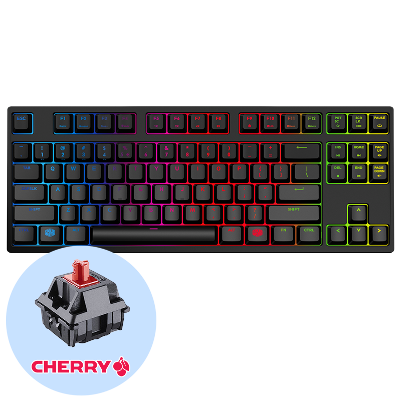 Cooler Master MasterKeys Pro S Red RGB Геймърска механична клавиатура с Cherry MX Red суичове