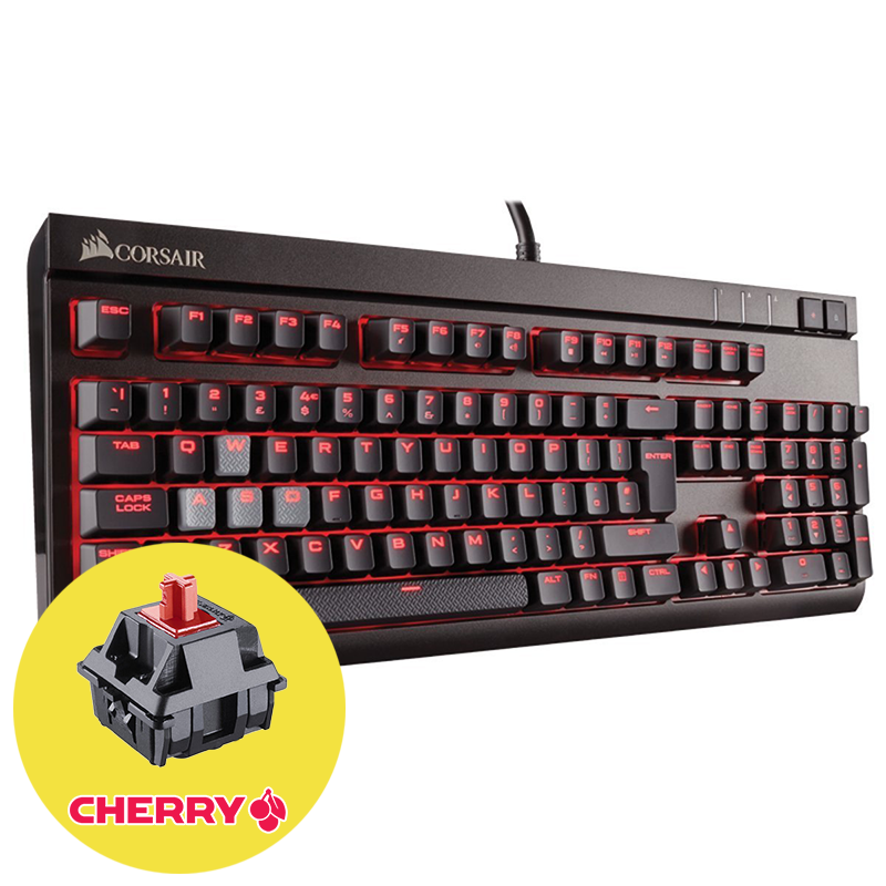 Corsair Gaming Strafe Геймърска механична клавиатура с Cherry MX Red суичове