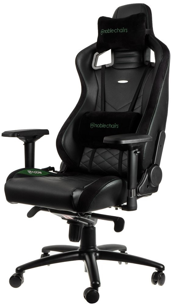 noblechairs EPIC Black/Green Геймърски стол от изкуствена кожа 100% Vegan