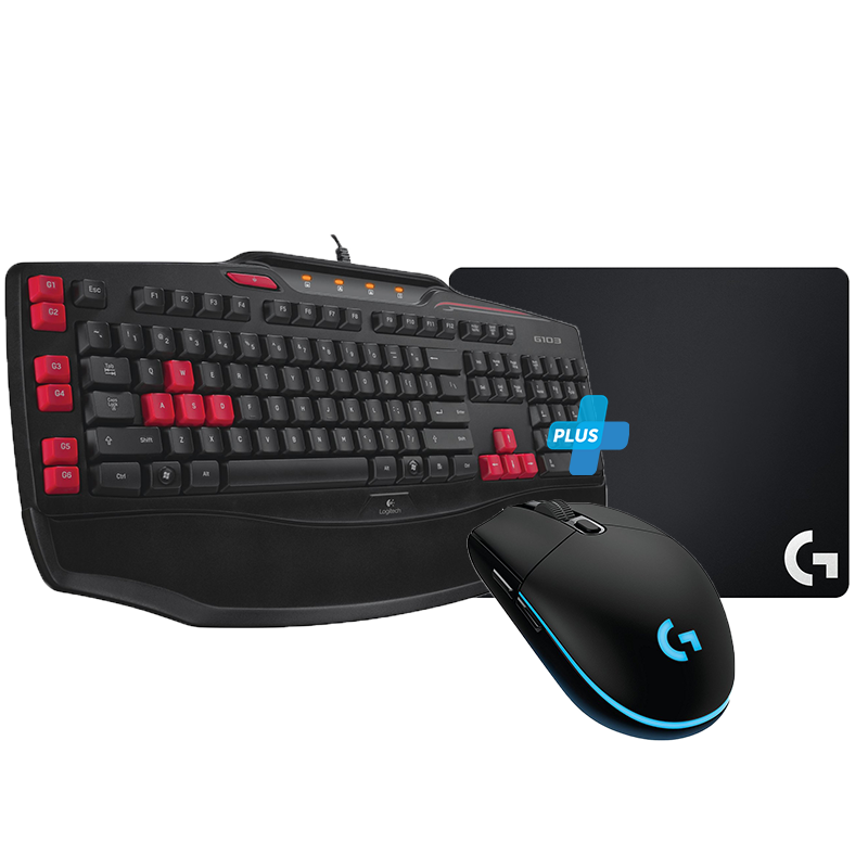 Logitech геймърски комплект - клавиатура Logitech G103, мишка Logitech G203 и пад за мишка Logitech G640