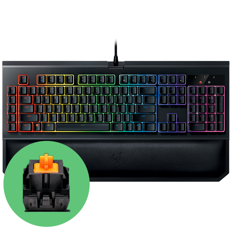 Razer BlackWidow Chroma V2 Геймърска механична клавиатура с оранжеви Razer суичове