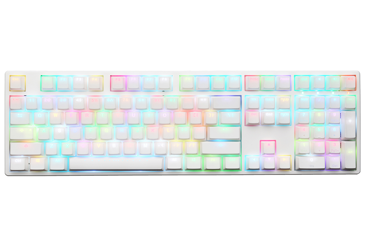 Ducky One White RGB Геймърска механична клавиатура с Cherry MX Speed Silver суичове