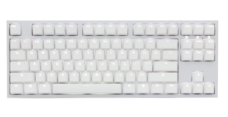 Ducky One 2 White TKL Геймърска механична клавиатура с Cherry MX Blue суичове