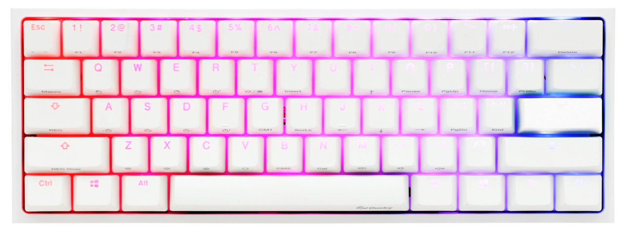 Ducky One 2 Mini Pure White v2 RGB Геймърска механична клавиатура с Cherry MX Brown суичове