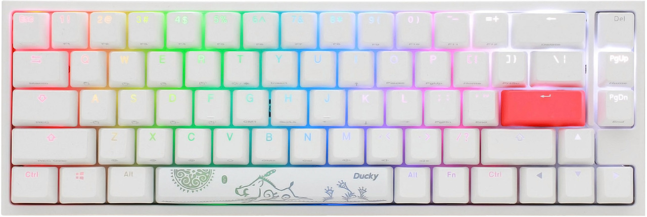 Ducky One 2 SF Pure White RGB Геймърска механична клавиатура с Kailh BOX Silent Pink суичове