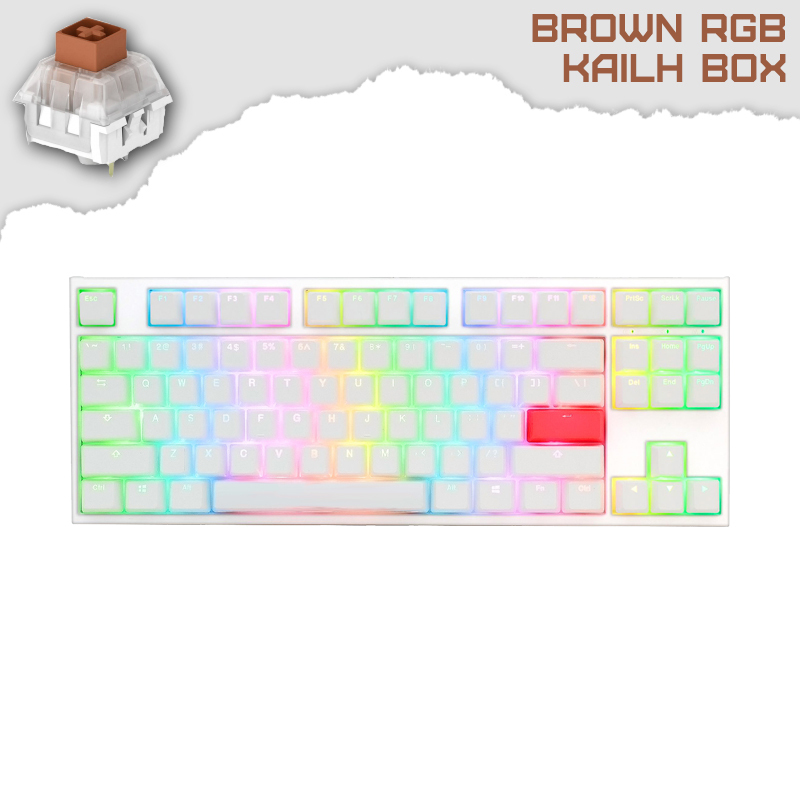 Ducky One 2 TKL White RGB Геймърска механична клавиатура с Kailh BOX Brown суичове