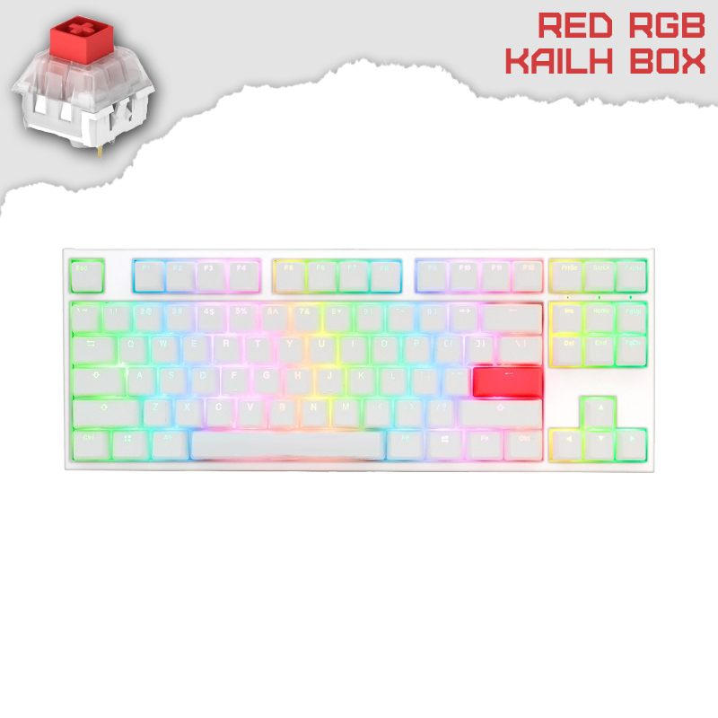 Ducky One 2 TKL White RGB Геймърска механична клавиатура с Kailh BOX Red суичове