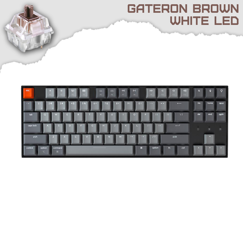 Keychron K8 Hot-Swappable TKL White LED Геймърска механична клавиатура с Gateron Brown суичове