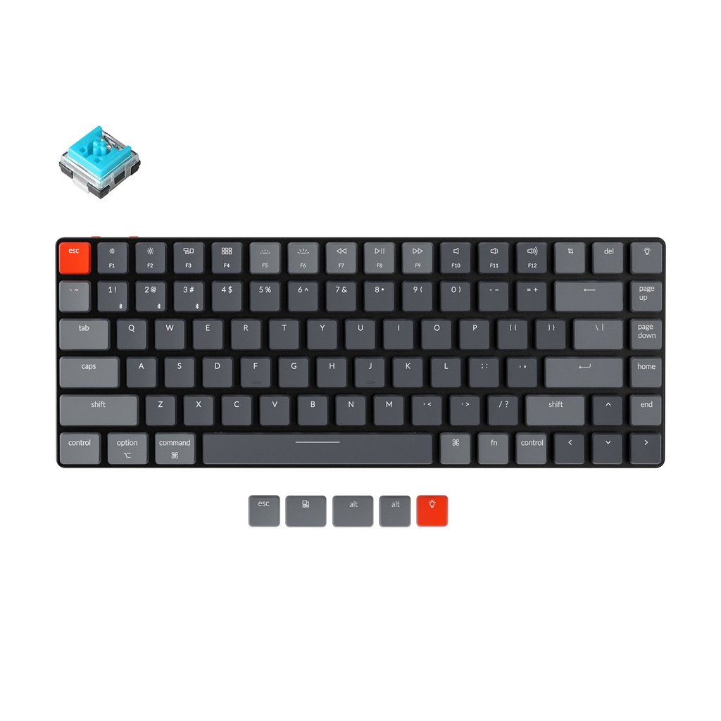 Keychron K3 V2 Hot-swappable Ultra-Slim Compact RGB Геймърска механична клавиатура с Keychron Low Profile Optical Blue суичове