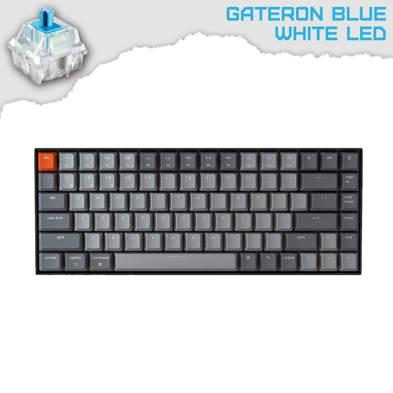 Keychron K2 Compact White LED Геймърска механична клавиатура с Gateron Blue суичове