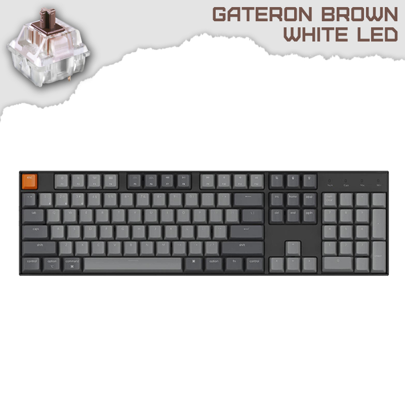 Keychron K10 Full Size White LED Геймърска механична клавиатура с Gateron Brown суичове