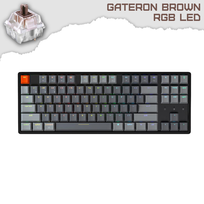 Keychron K8 Aluminum Hot-Swappable TKL RGB Геймърска механична клавиатура с Gateron Brown суичове