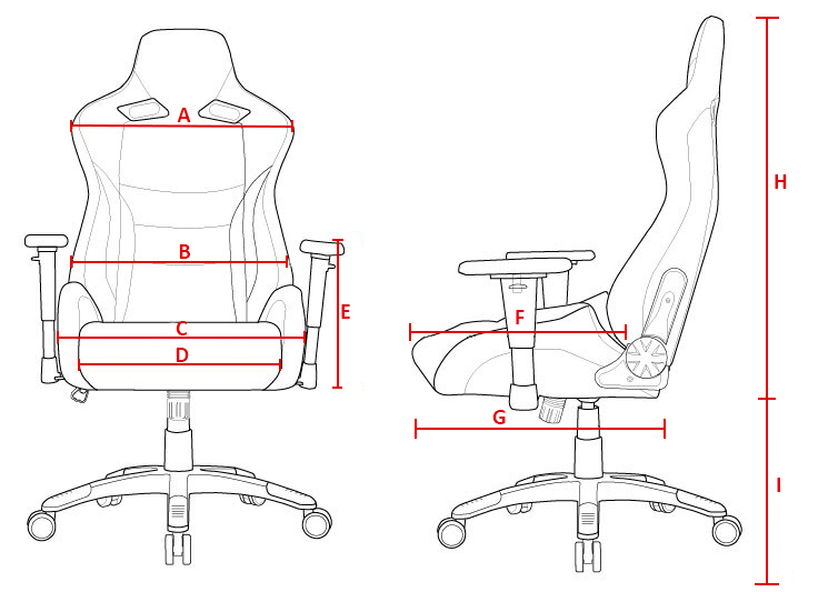 AKRacing ProX Gaming Chair Red Ергономичен геймърски стол размери