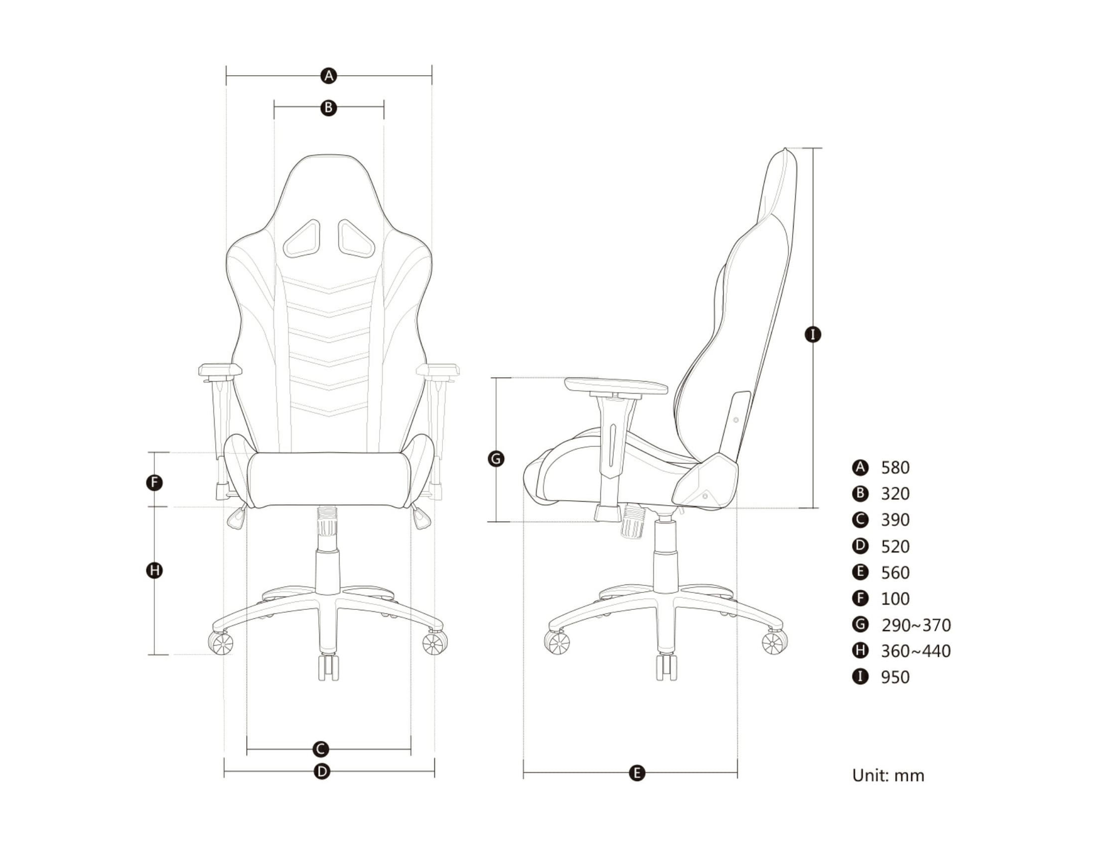 AKRacing Overture Gaming Chair Black Геймърски стол размери AKRacing Overture Gaming Chair Black Геймърски стол размери