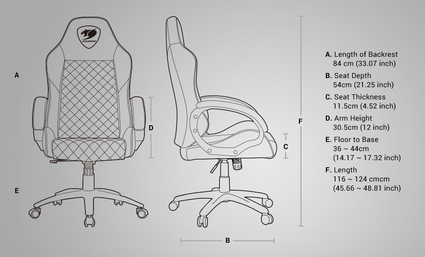 Cougar Fusion Gaming Chair Ергономичен геймърски стол размери