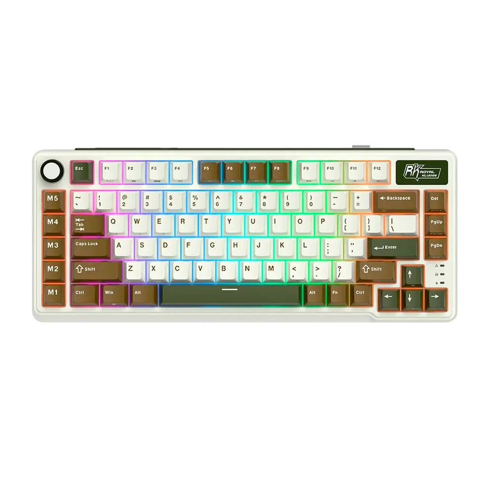 Royal Kludge L75 Palm Green Hot-Swappable Безжична геймърска механична клавиатура с RK Linear Cream суичове