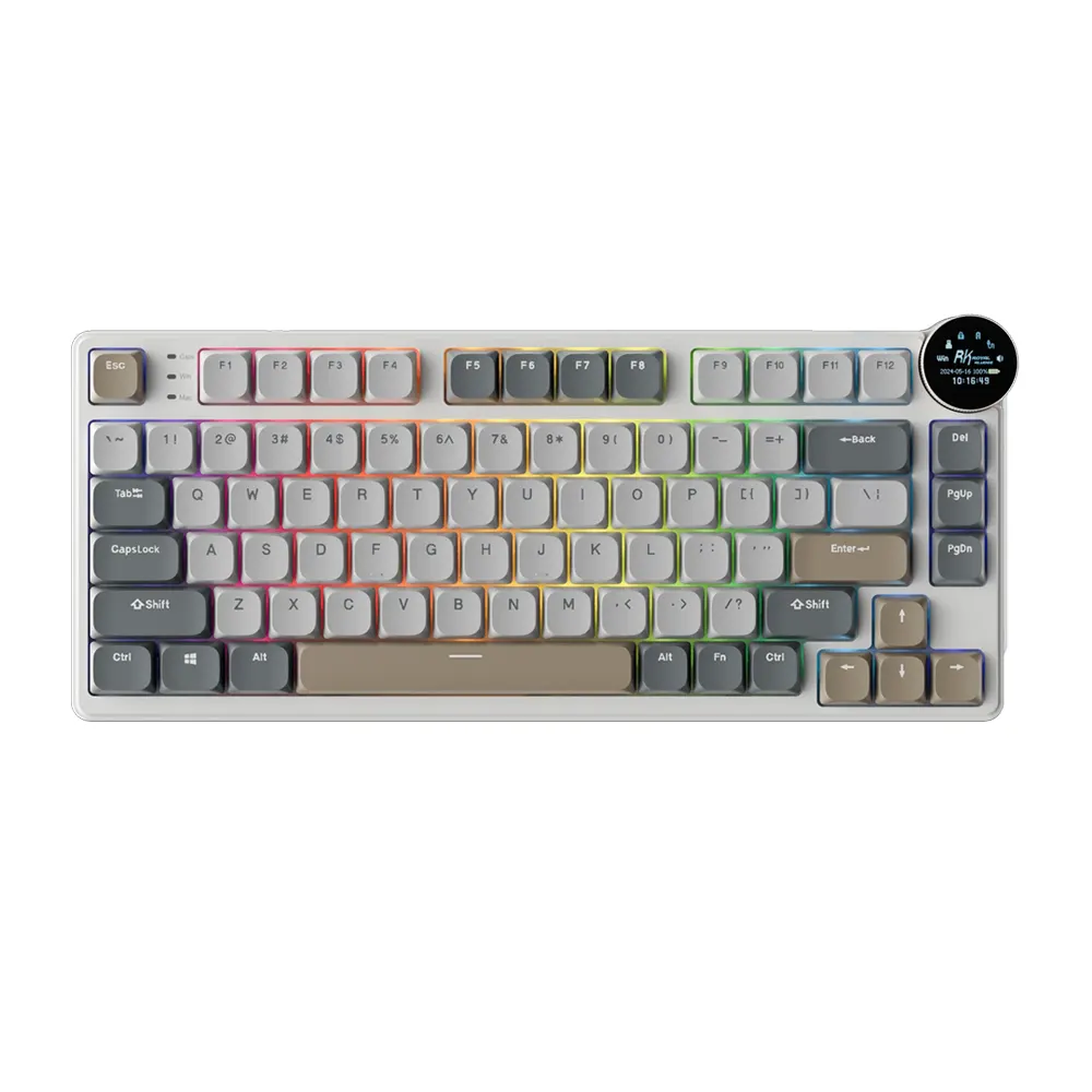 Royal Kludge N80 Pearly Dawn Low-Profile Безжична геймърска механична клавиатура с RK Low Profile Red суичове