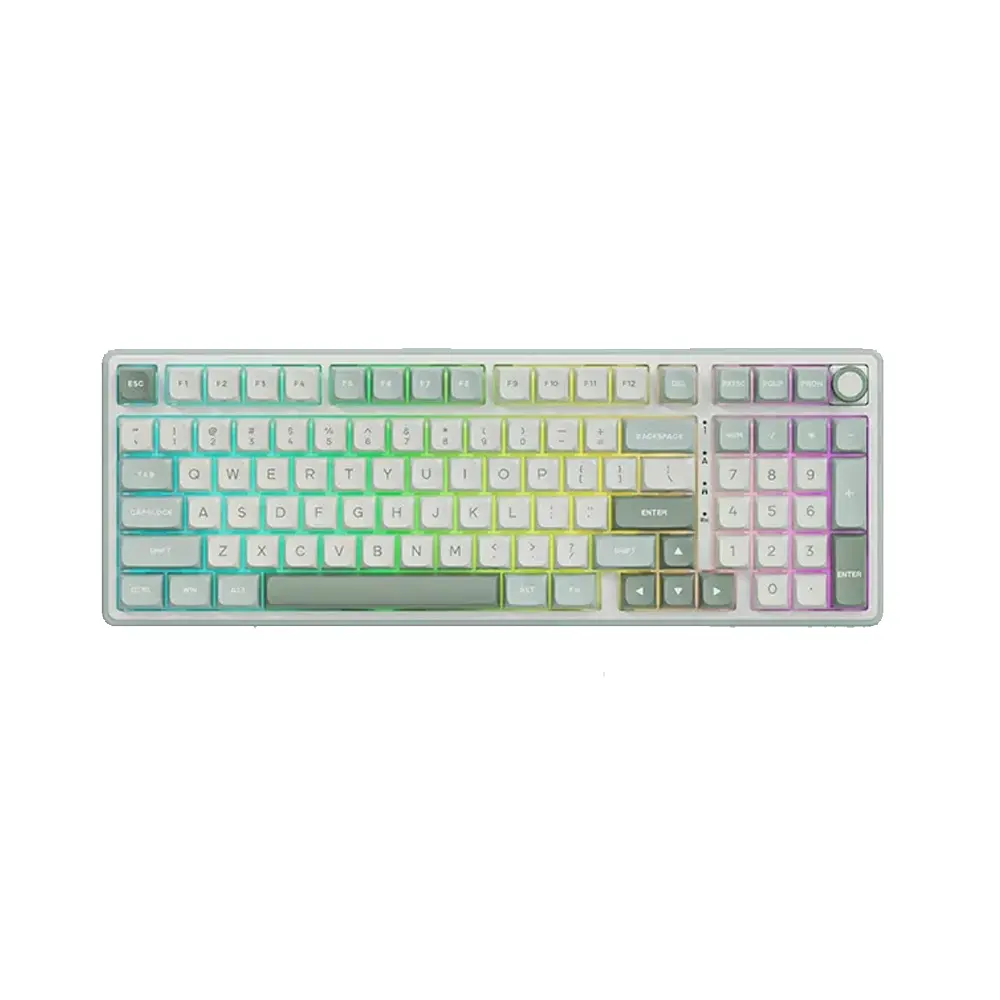 Royal Kludge R98Pro Sky Cyan Hot-Swappable Геймърска механична клавиатура с RK Linear Cream суичове