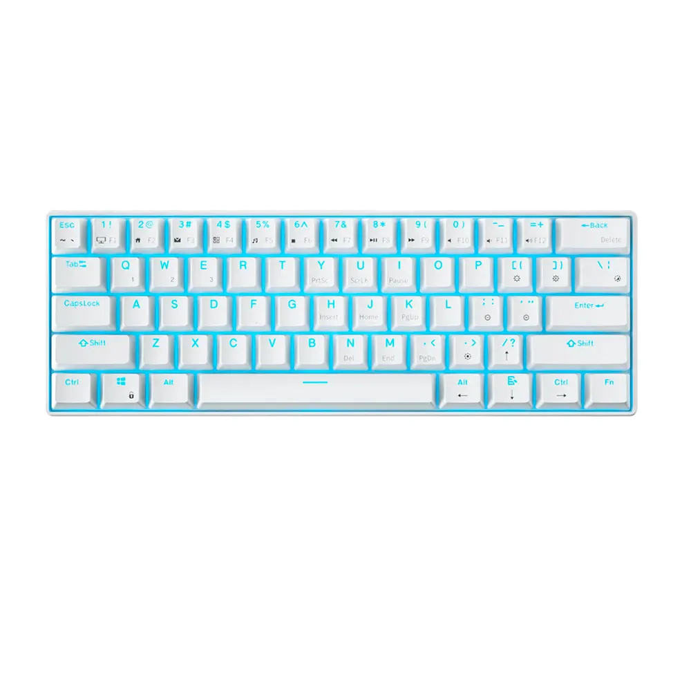 Royal Kludge RK61 White Hot-Swappable Безжична геймърска механична клавиатура с RK Red суичове