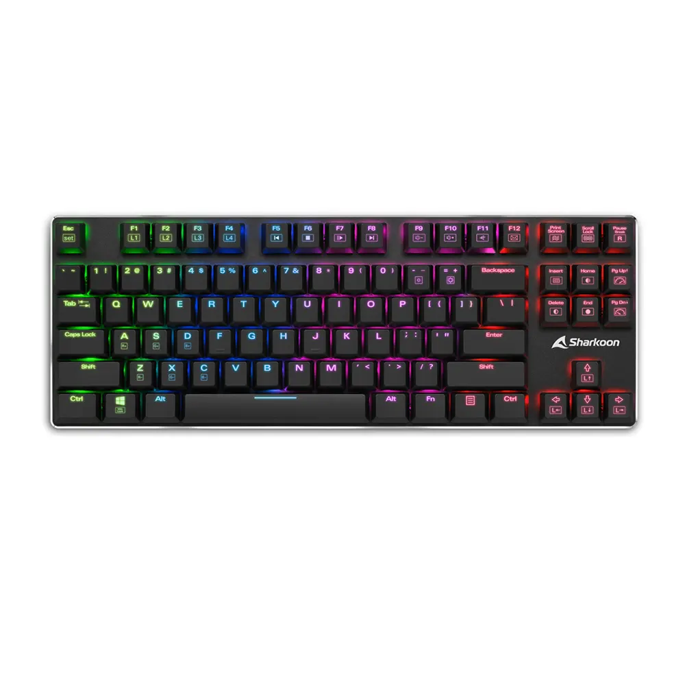 Sharkoon PureWriter TKL RGB Black Геймърска механична нископрофилна клавиатура с Kailh Low Profile Red суичове