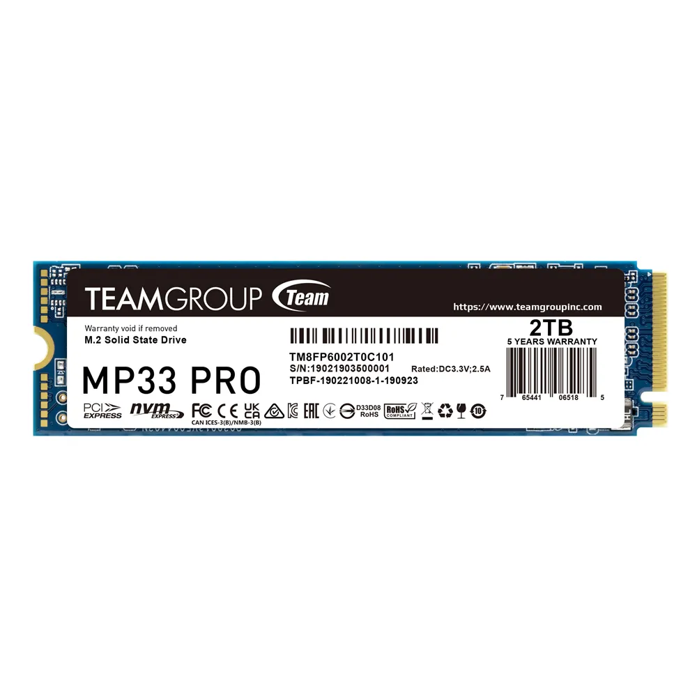 Team Group MP33 PRO 2TB M.2 PCIe Gen3 x4 NVMe SSD Диск