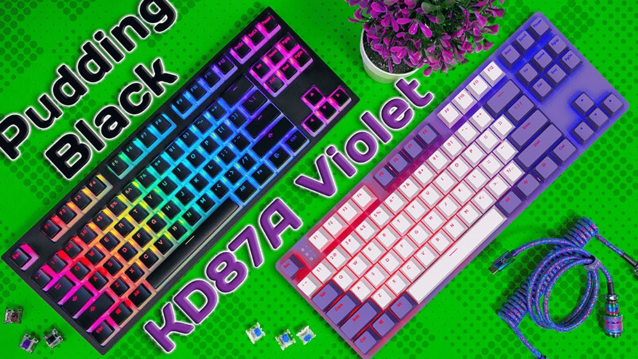 Dark Project KD87A Pudding Black TKL RGB Hot-Swappable Геймърска механична клавиатура с Gateron Cap Teal суичове