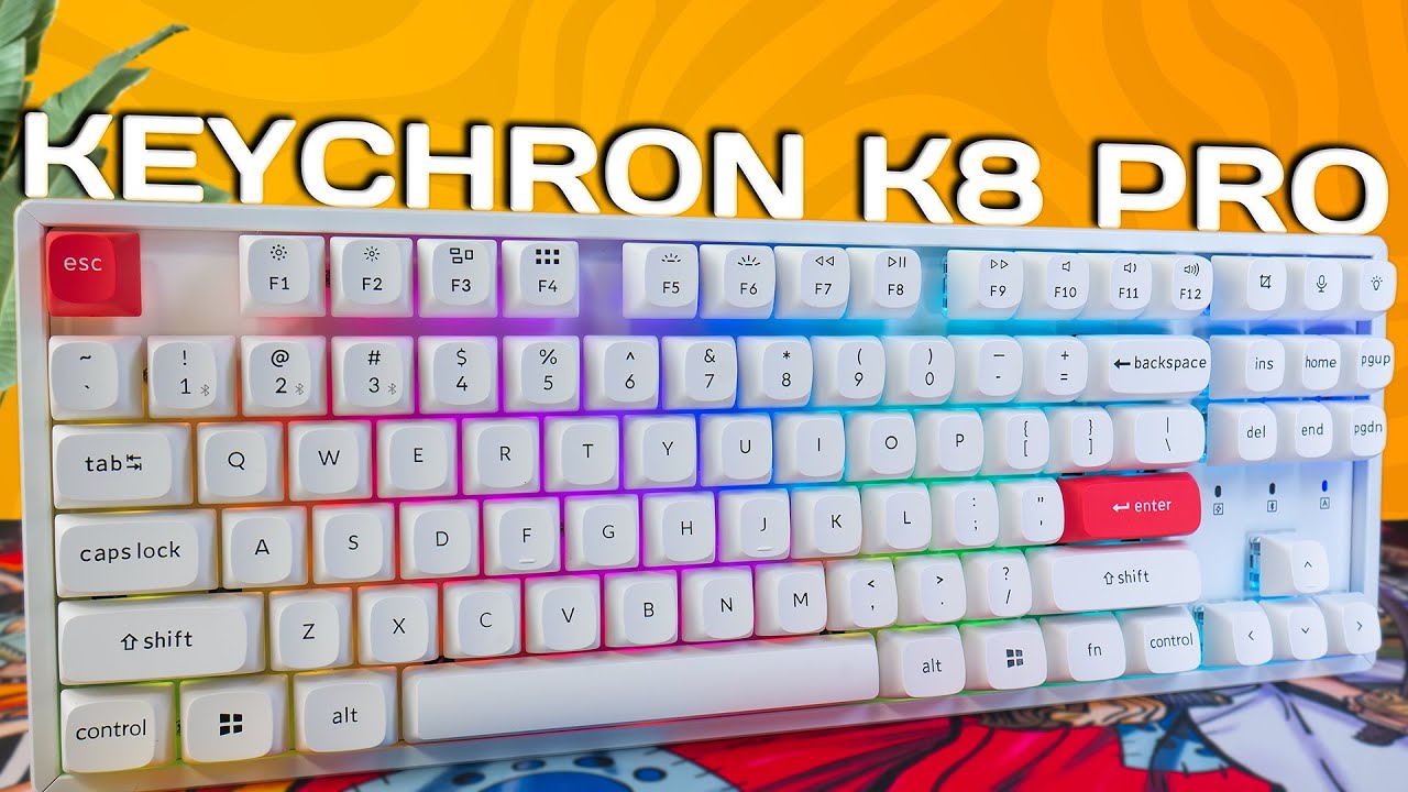 Keychron K8 Pro QMK TKL RGB Hot-Swappable Plastic Безжична геймърска механична клавиатура с Gateron G Pro Red суичове