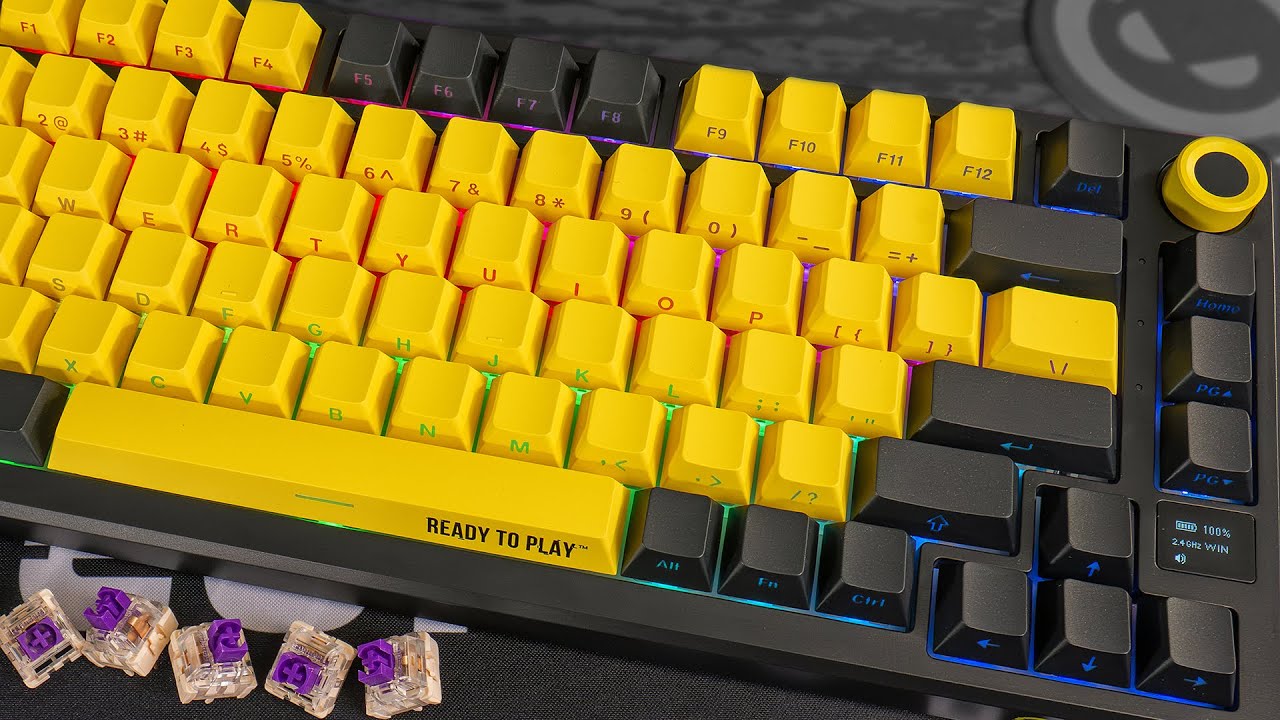 Lorgar KBP7075W Black Безжична геймърска механична клавиатура с Lorgar Toxic Purple суичове
