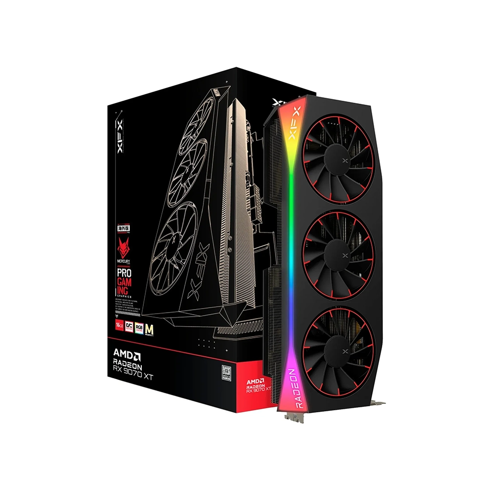 XFX Mercury AMD Radeon RX 9070XT OC Magnetic Air Edition with RGB, 16GB GDDR6 Видео карта